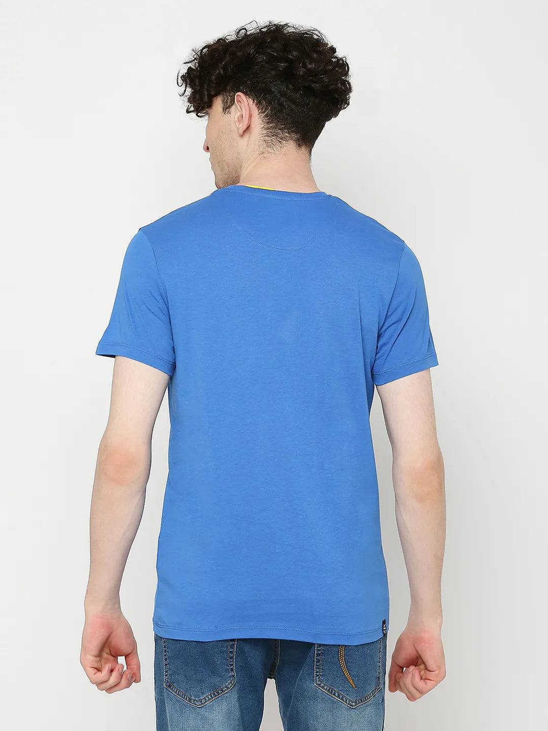 Royal Blue Regular Fit Round Neck Men's T-Shirt by Being Human Clothing