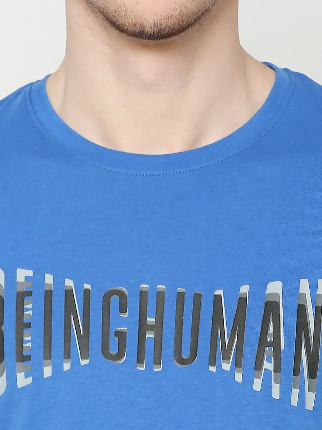 Royal Blue Regular Fit Round Neck Men's T-Shirt by Being Human Clothing