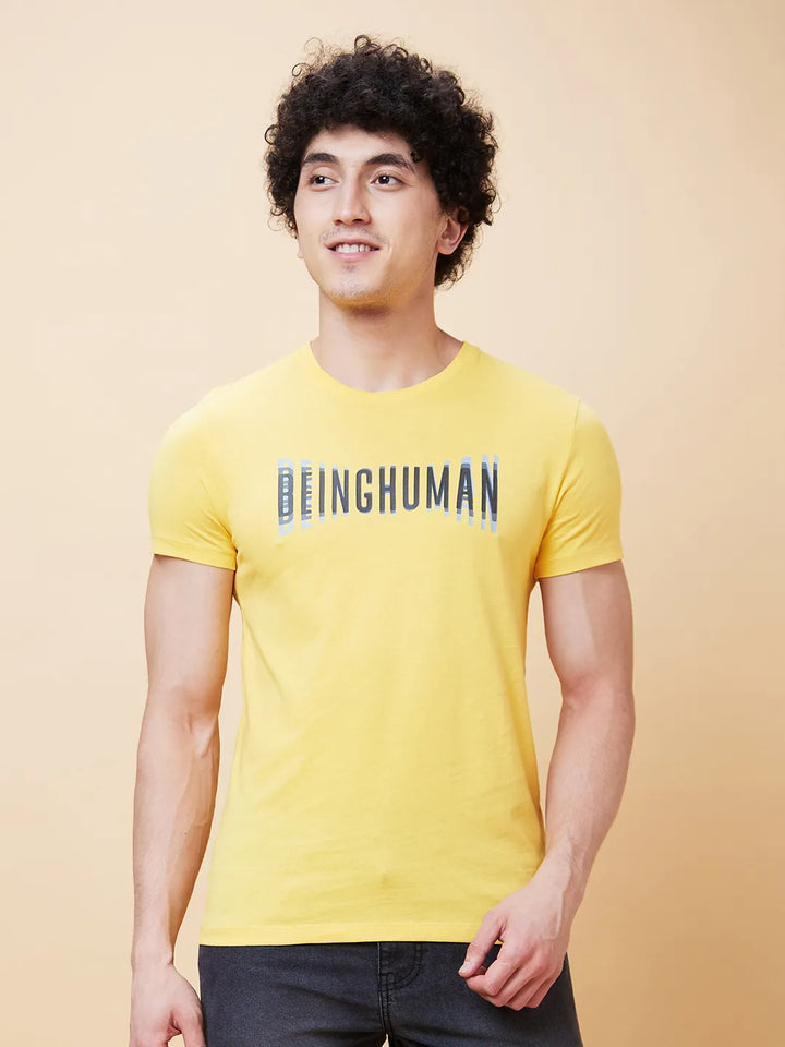 Yellow Regular Fit Men's Short Sleeves T-Shirt by Being Human Clothing