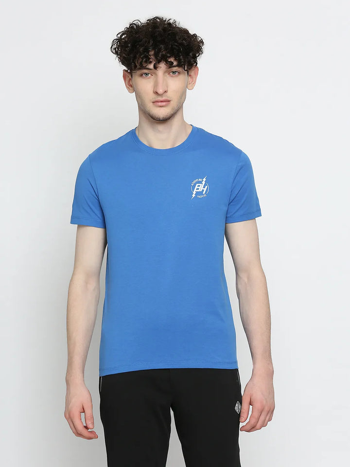 Royal Blue Regular Fit Round Neck Men's T-Shirt by Being Human Clothing