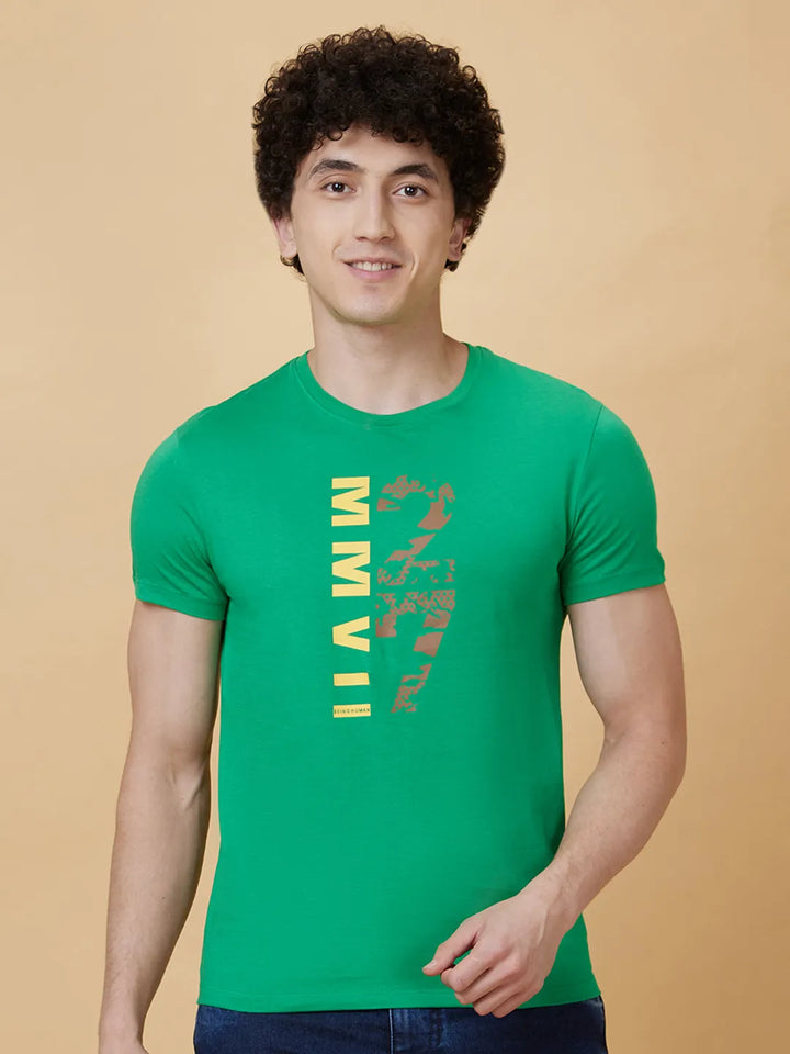 Green Regular Fit Men's Short Sleeves T-Shirt by Being Human Clothing