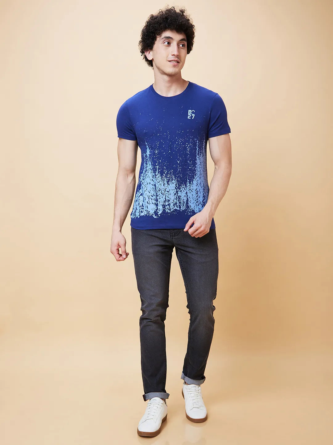 Navy Regular Fit Men's Short Sleeves T-Shirt by Being Human Clothing