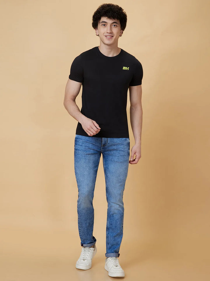 Black Regular Fit Men's Short Sleeves T-Shirt by Being Human Clothing