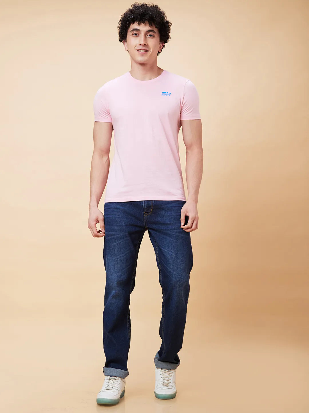 Pink Regular Fit Men's Short Sleeves T-Shirt by Being Human Clothing