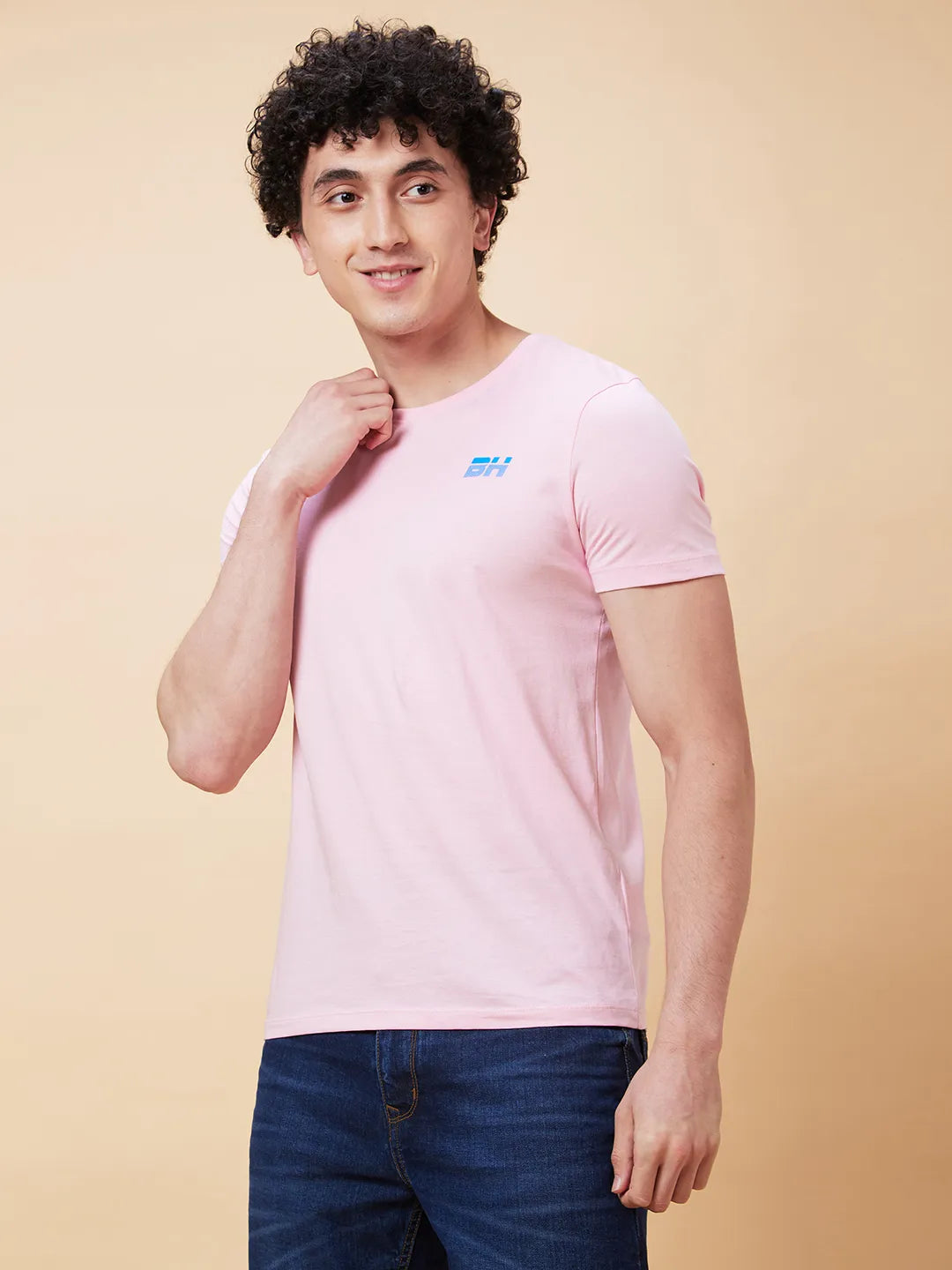 Pink Regular Fit Men's Short Sleeves T-Shirt by Being Human Clothing