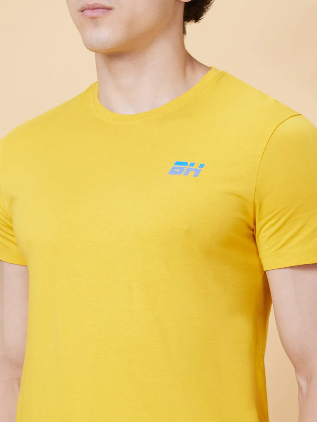 Mustard Regular Fit Round Neck Men's T-Shirt by Being Human Clothing