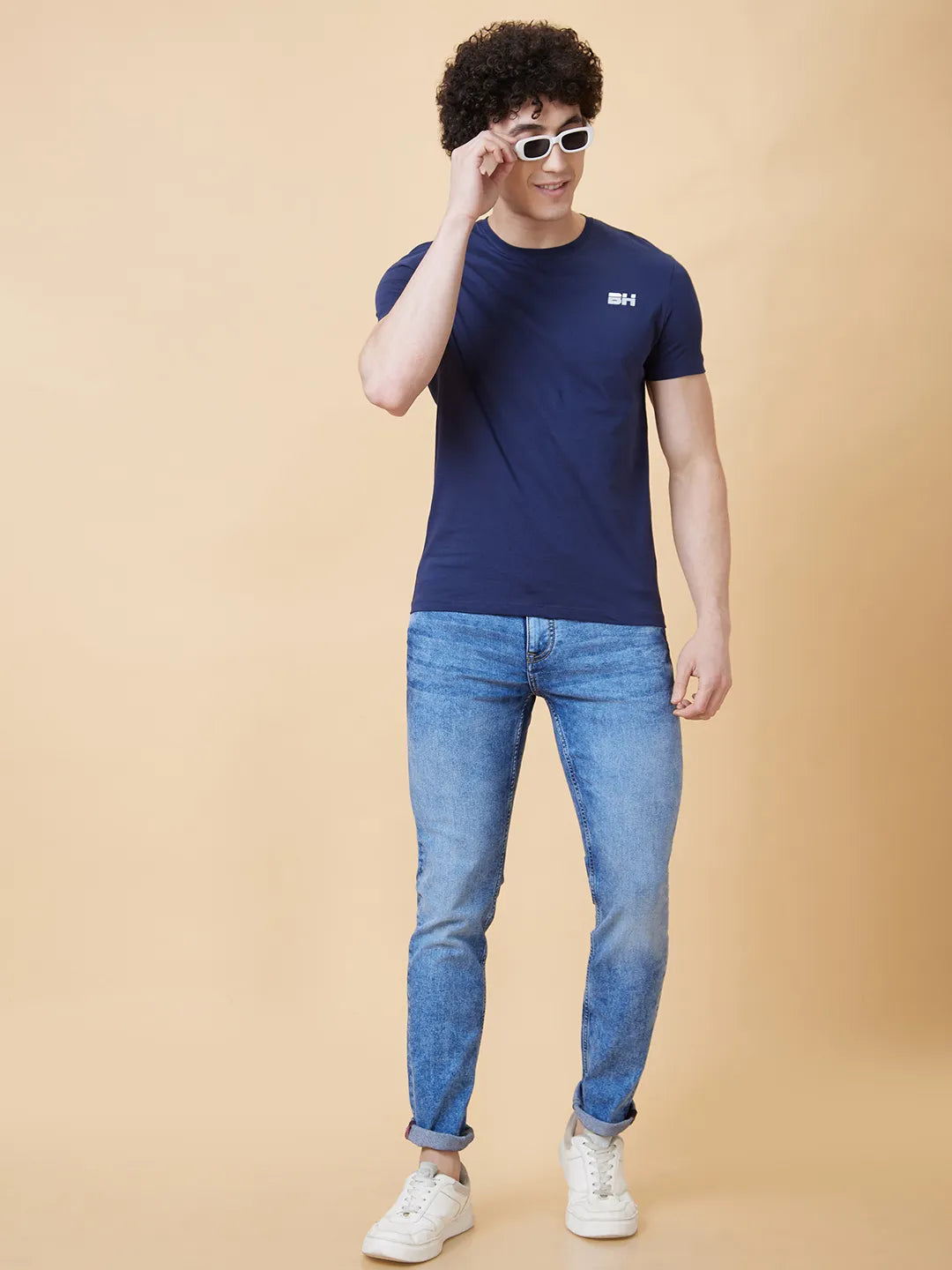 Navy Regular Fit Men's Short Sleeves T-Shirt by Being Human Clothing