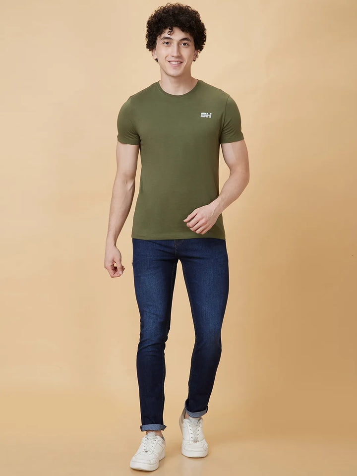 Green Regular Fit Men's Short Sleeves T-Shirt by Being Human Clothing