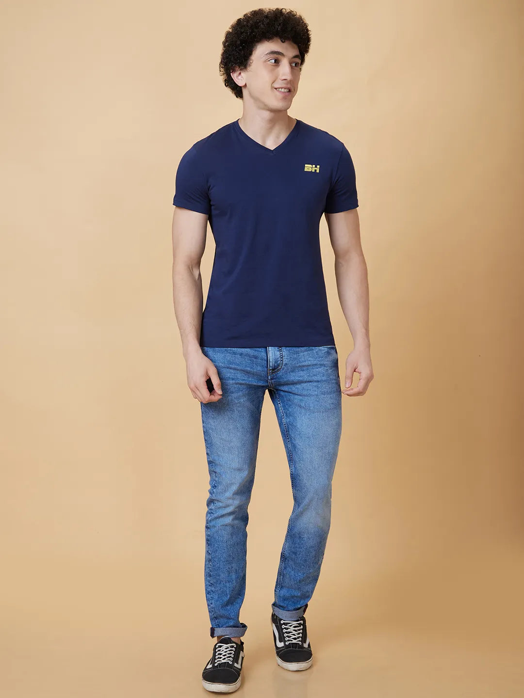 Navy Regular Fit Men's Short Sleeves T-Shirt by Being Human Clothing