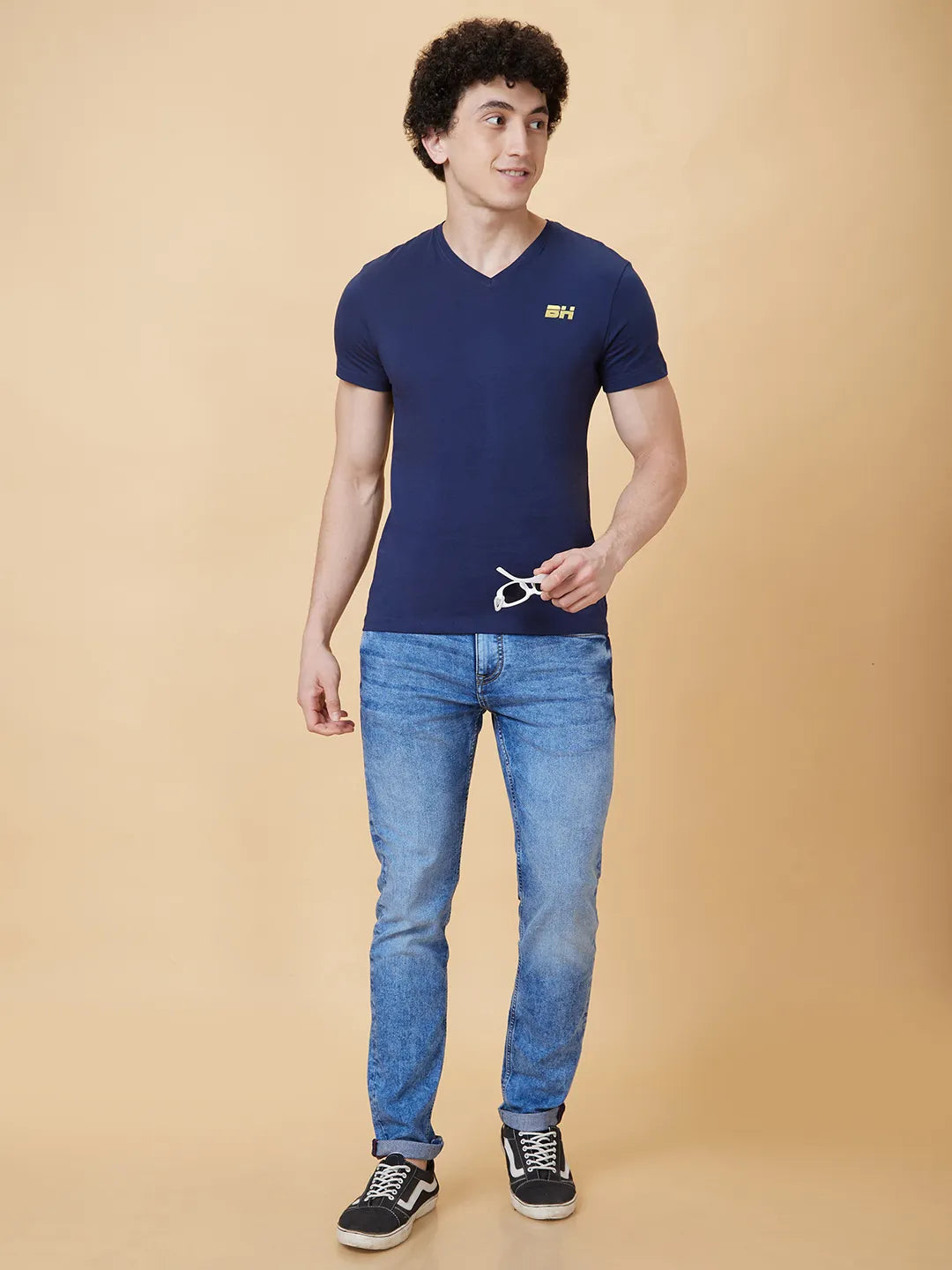 Navy Regular Fit Men's Short Sleeves T-Shirt by Being Human Clothing