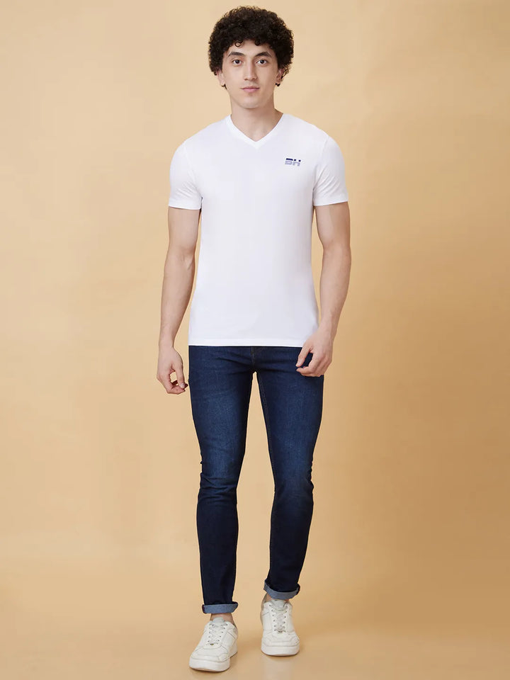 White Regular Fit Men's Short Sleeves T-Shirt by Being Human Clothing