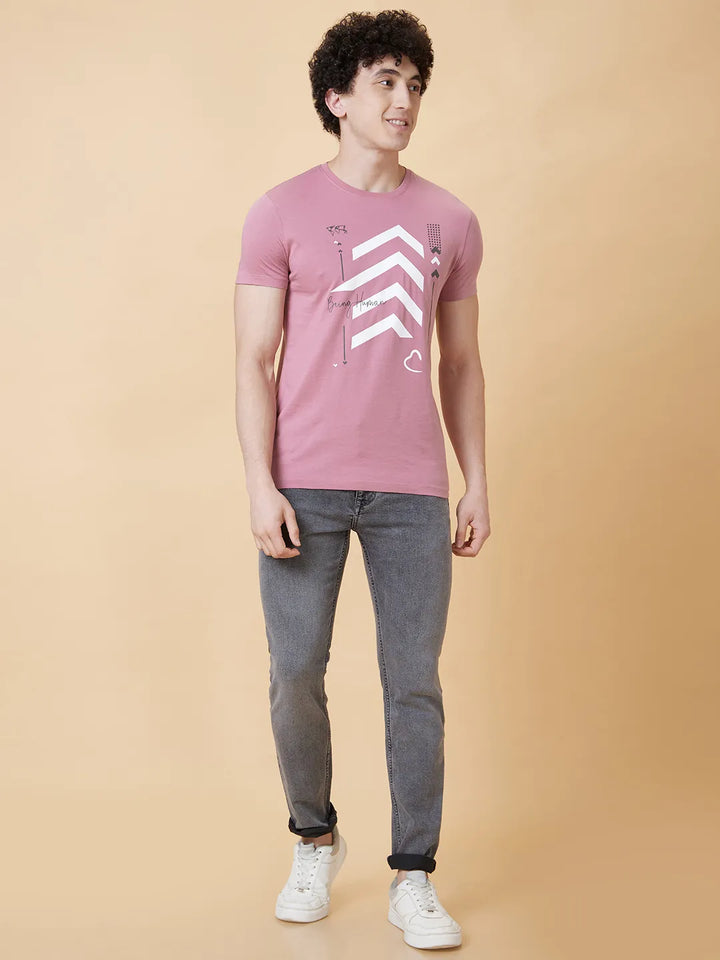 Pink Regular Fit Men's Short Sleeves T-Shirt by Being Human Clothing