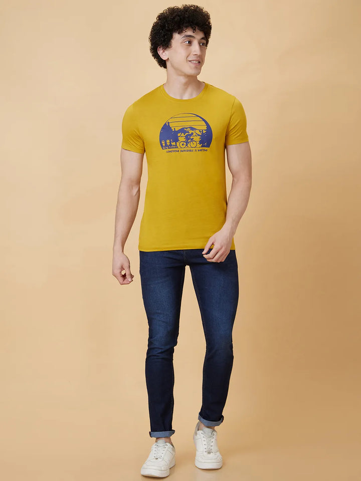 Yellow Regular Fit Men's Short Sleeves T-Shirt by Being Human Clothing