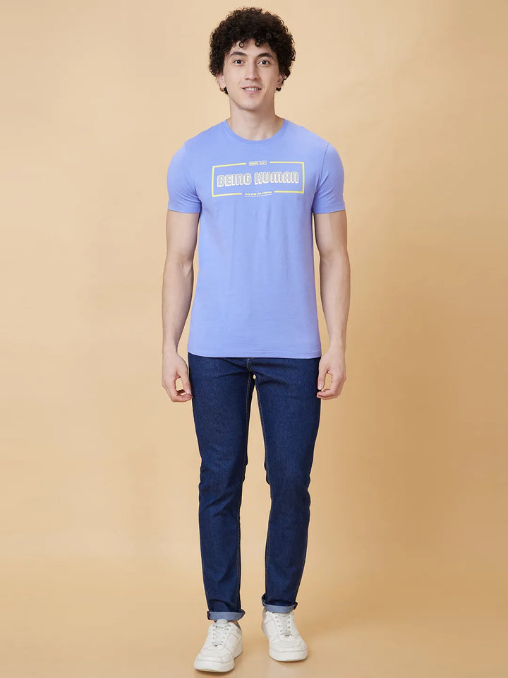 Blue Regular Fit Men's Short Sleeves T-Shirt by Being Human Clothing
