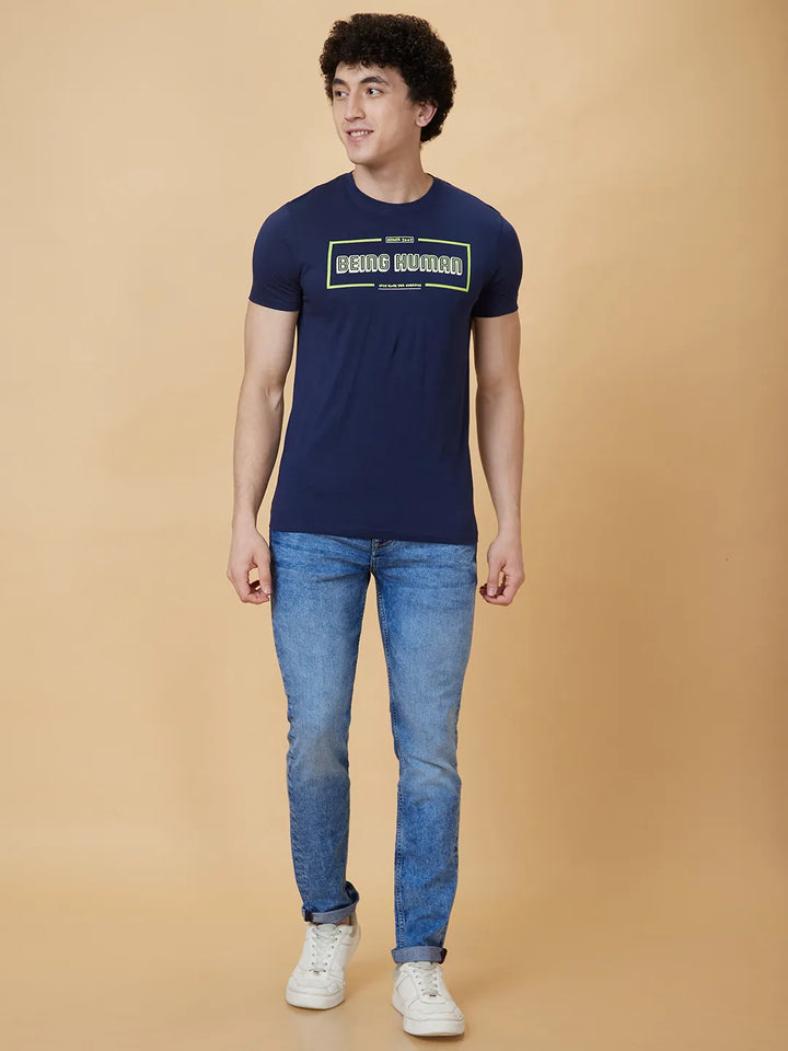 Navy Regular Fit Men's Short Sleeves T-Shirt by Being Human Clothing