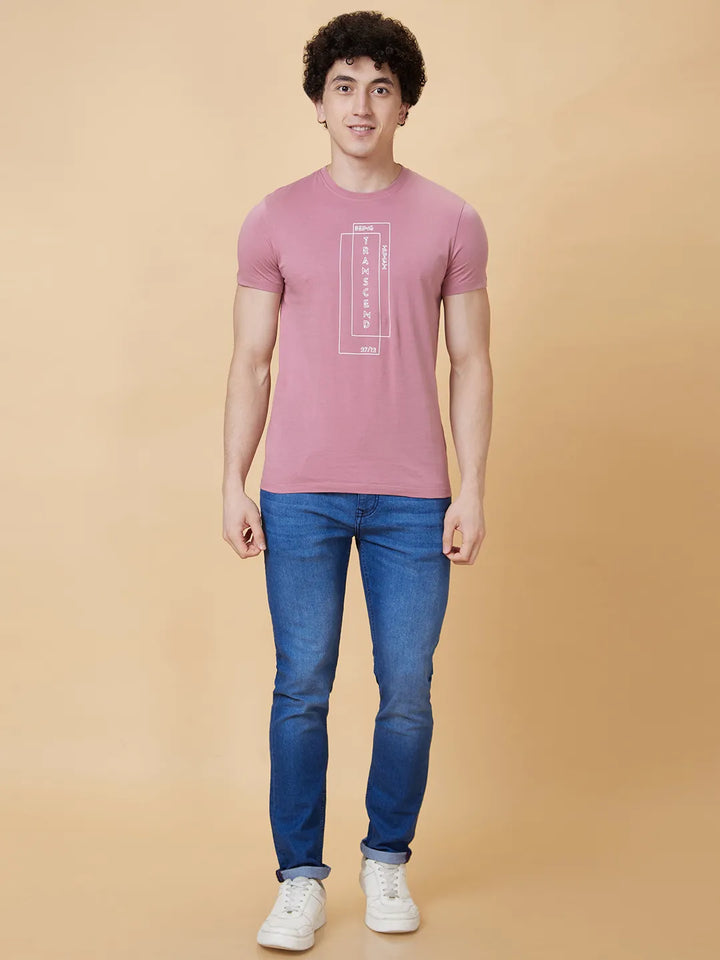 Pink Regular Fit Men's Short Sleeves T-Shirt by Being Human Clothing