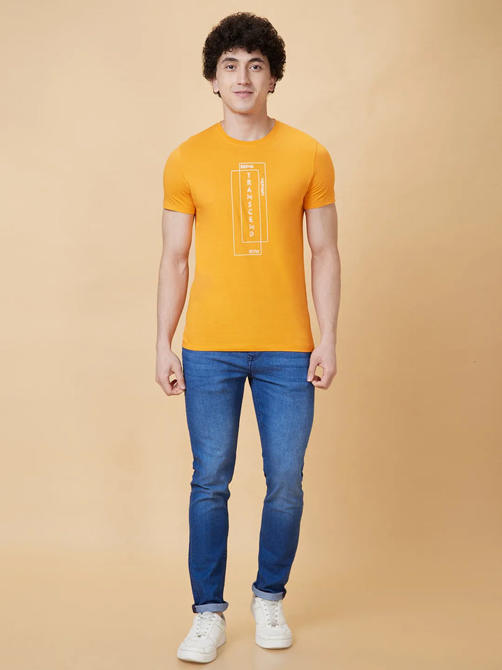 Orange Regular Fit Men's Short Sleeves T-Shirt by Being Human Clothing