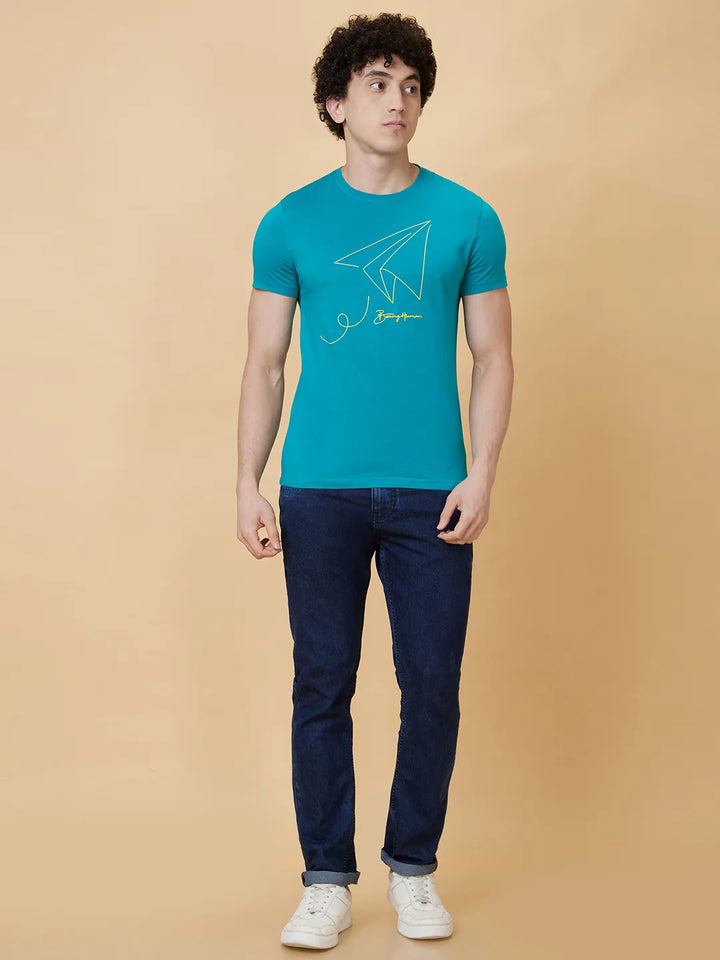 Blue Regular Fit Men's Short Sleeves T-Shirt by Being Human Clothing