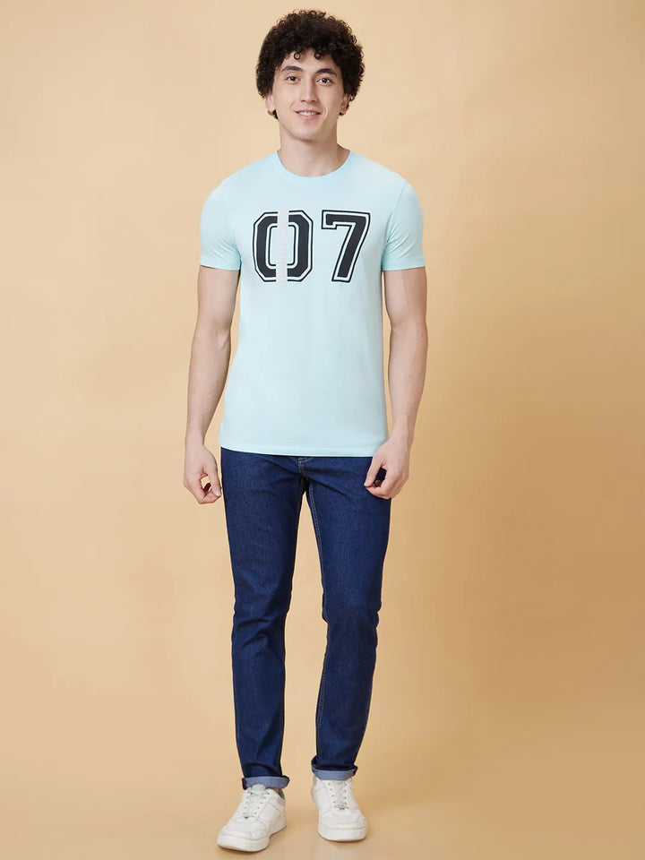 Light Blue Regular Fit Men's Short Sleeves T-Shirt by Being Human Clothing