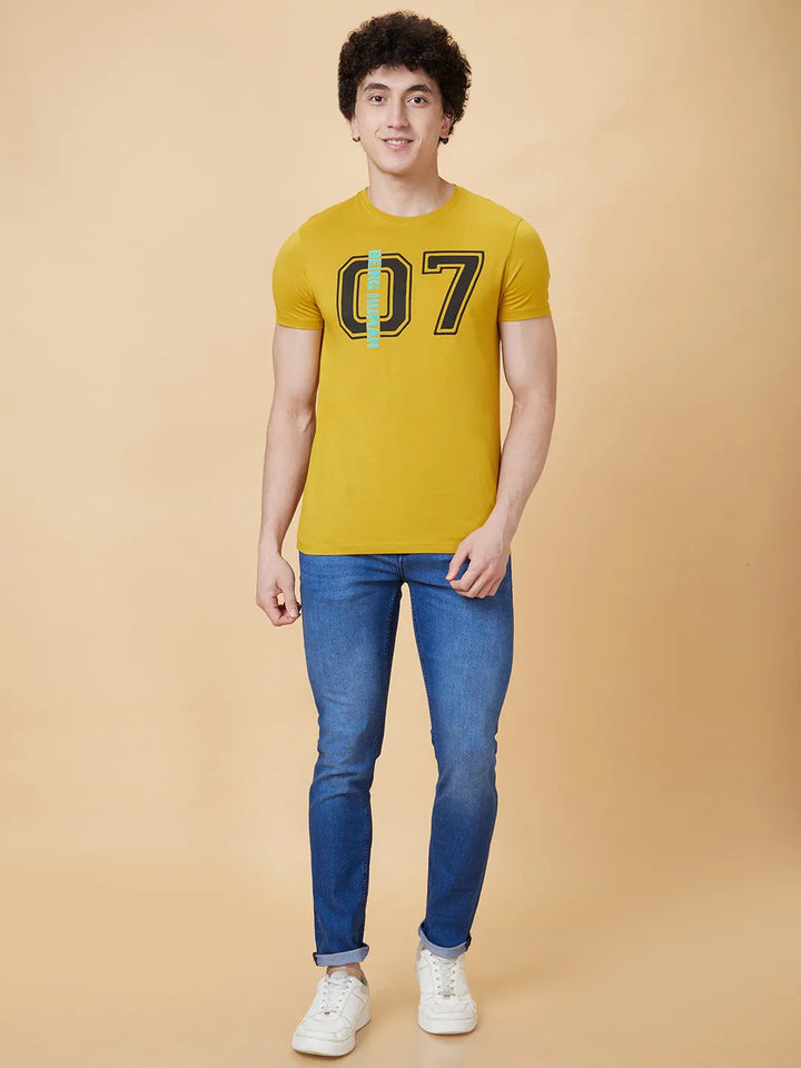 Yellow Regular Fit Men's Short Sleeves T-Shirt by Being Human Clothing