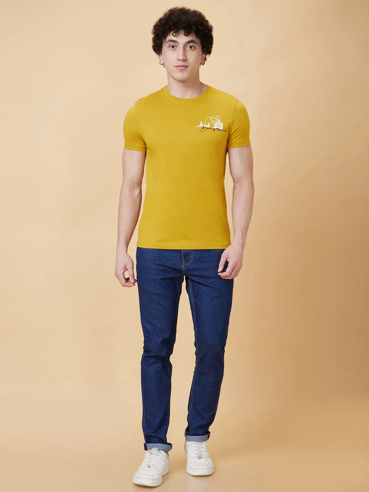Yellow Regular Fit Men's Short Sleeves T-Shirt by Being Human Clothing