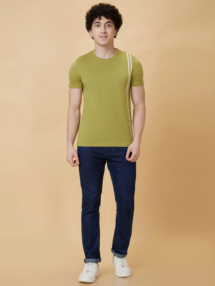 Green Regular Fit Men's Short Sleeves T-Shirt by Being Human Clothing