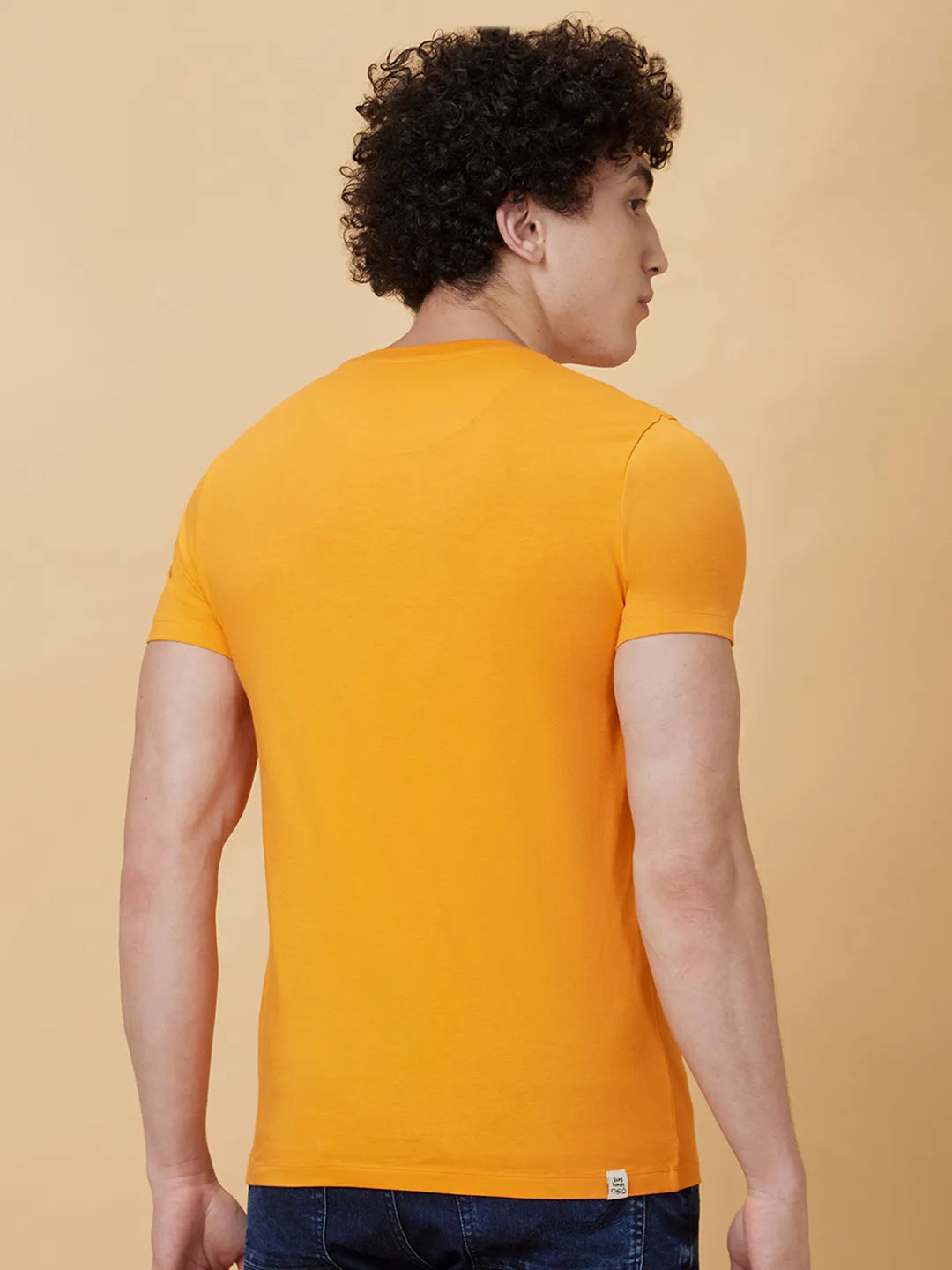 Orange Regular Fit Round Neck Men's T-Shirt by Being Human Clothing