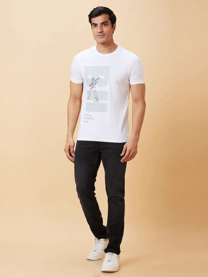 White Regular Fit Men's Short Sleeves T-Shirt by Being Human Clothing