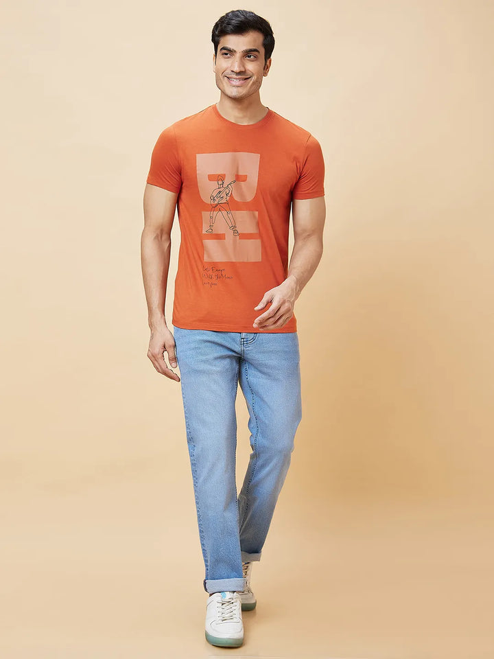 Brown Regular Fit Men's Short Sleeves T-Shirt by Being Human Clothing
