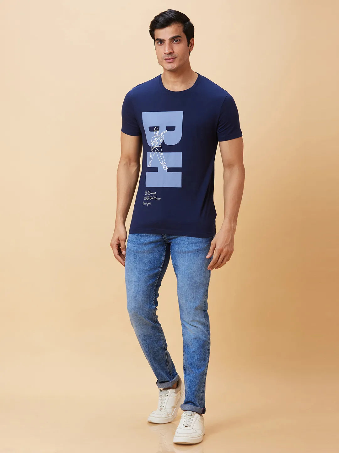 Navy Regular Fit Men's Short Sleeves T-Shirt by Being Human Clothing