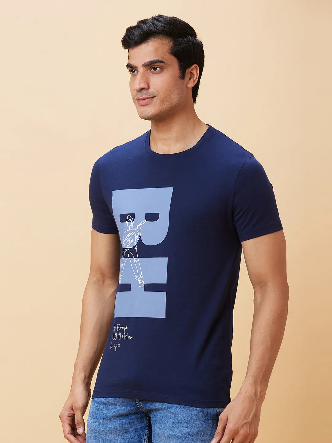 Navy Regular Fit Men's Short Sleeves T-Shirt by Being Human Clothing