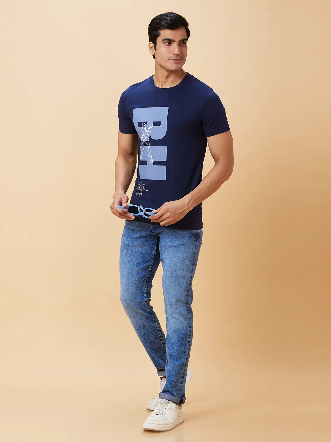 Navy Regular Fit Men's Short Sleeves T-Shirt by Being Human Clothing