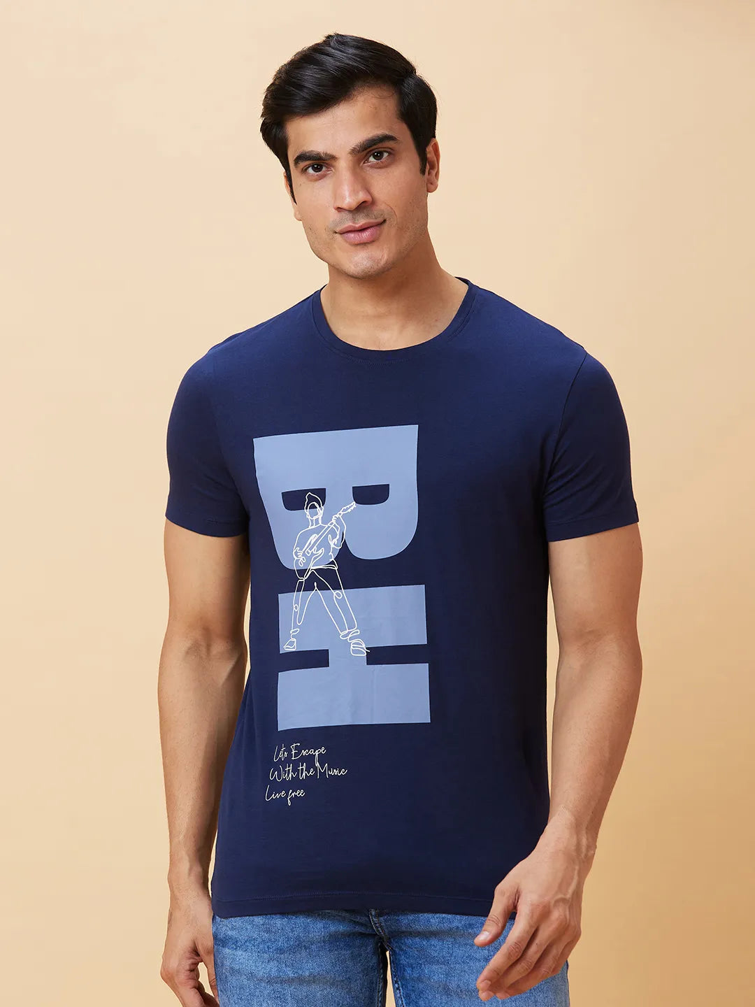 Navy Regular Fit Men's Short Sleeves T-Shirt by Being Human Clothing