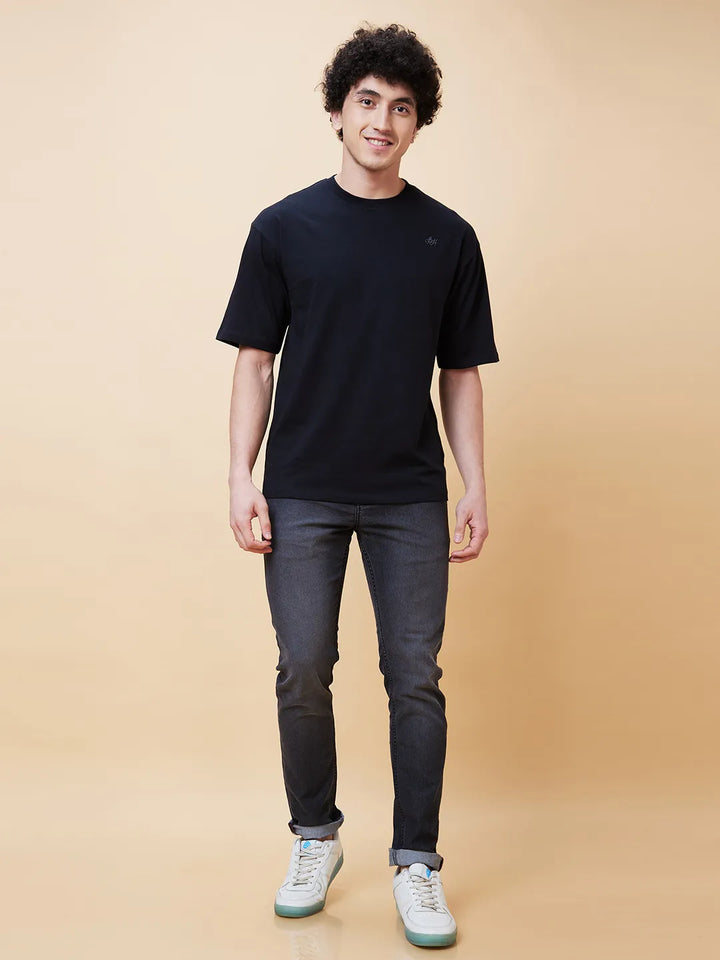 Black Regular Fit Men's Short Sleeves T-Shirt by Being Human Clothing
