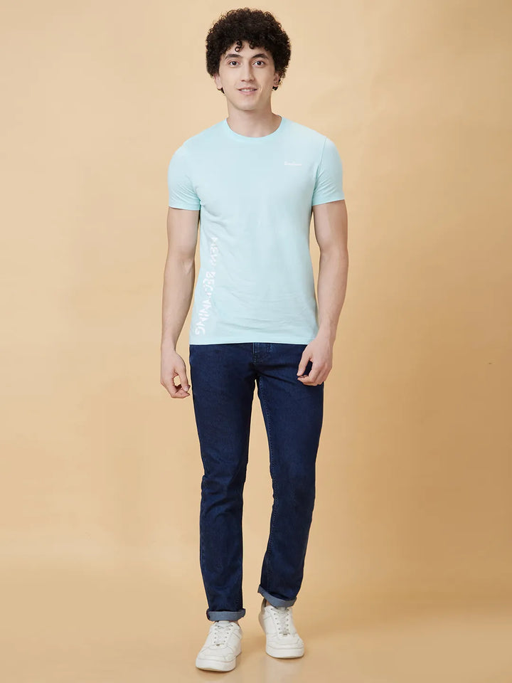 Light Blue Regular Fit Men's Short Sleeves T-Shirt by Being Human Clothing