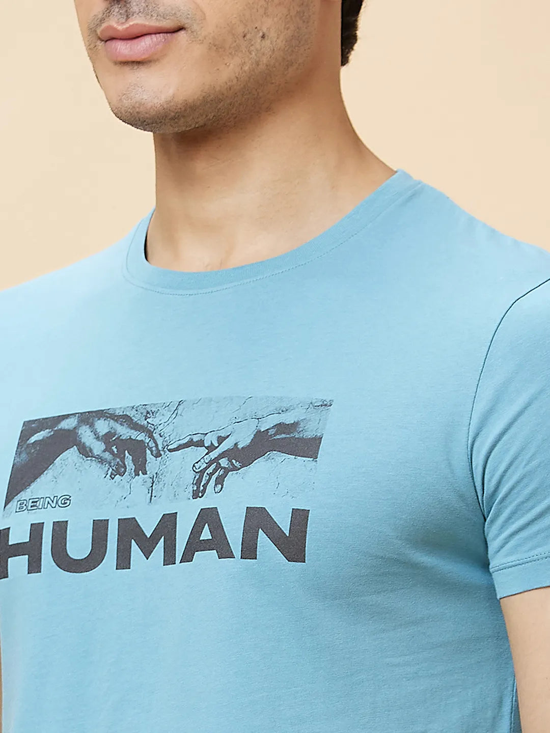 Blue Regular Fit Men's Short Sleeves T-Shirt by Being Human Clothing