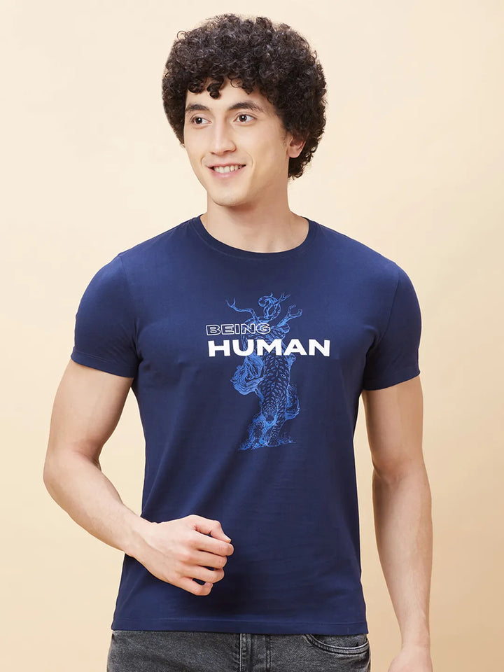 Navy Regular Fit Men's Short Sleeves T-Shirt by Being Human Clothing