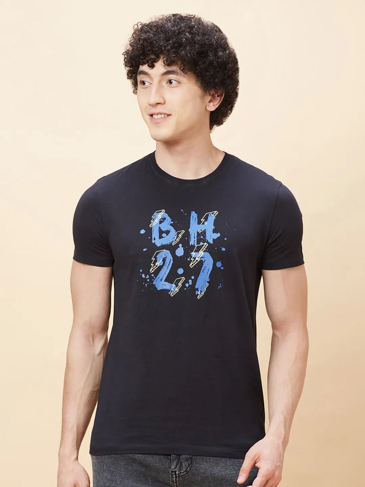 Black Regular Fit Men's Short Sleeves T-Shirt by Being Human Clothing