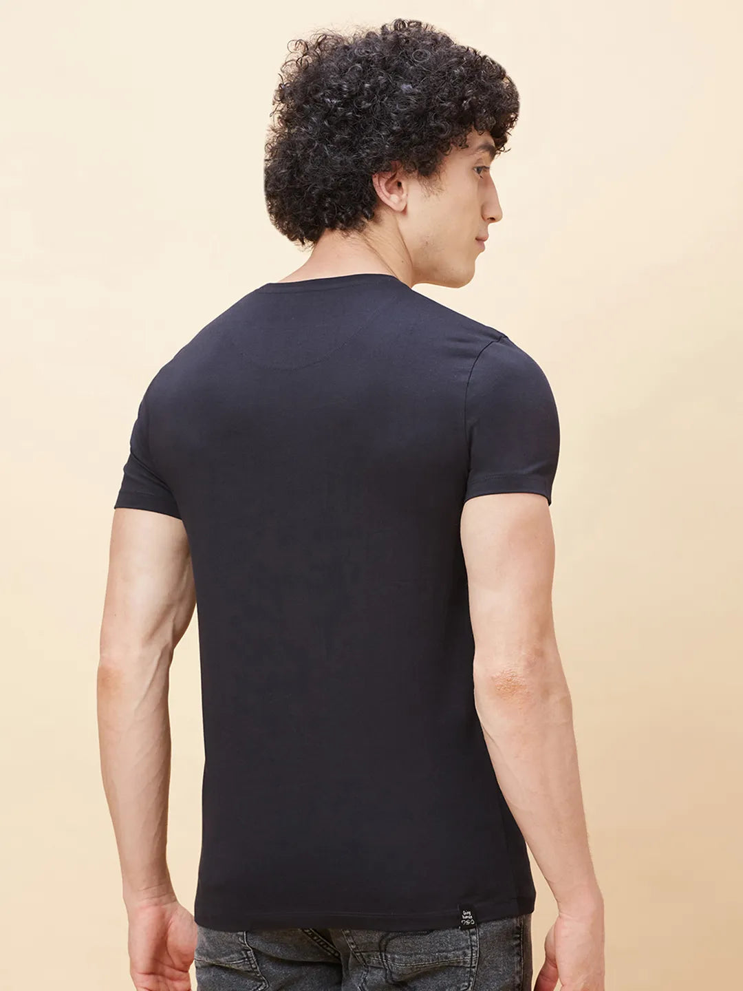 Black Regular Fit Men's Short Sleeves T-Shirt by Being Human Clothing