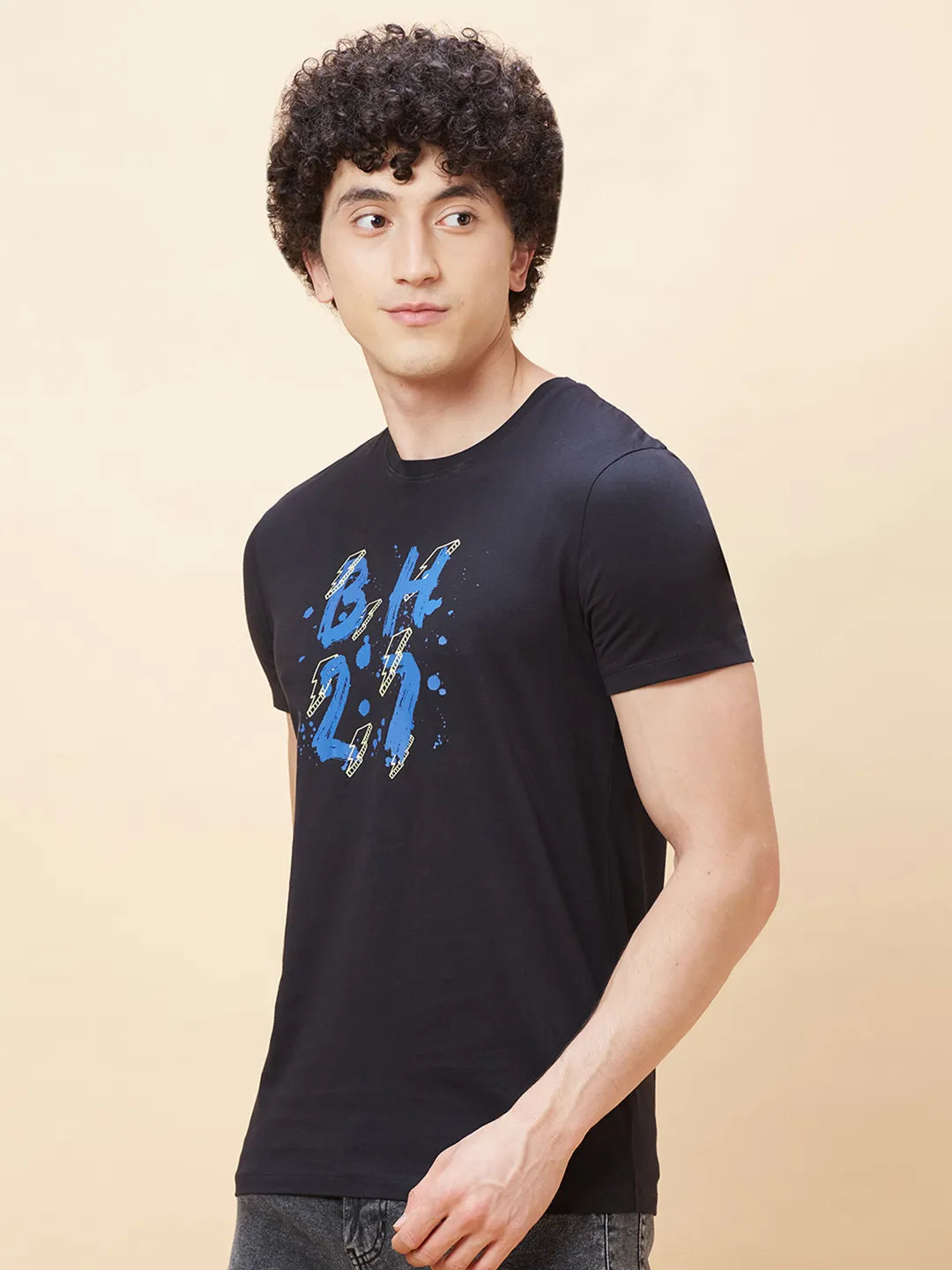 Black Regular Fit Men's Short Sleeves T-Shirt by Being Human Clothing