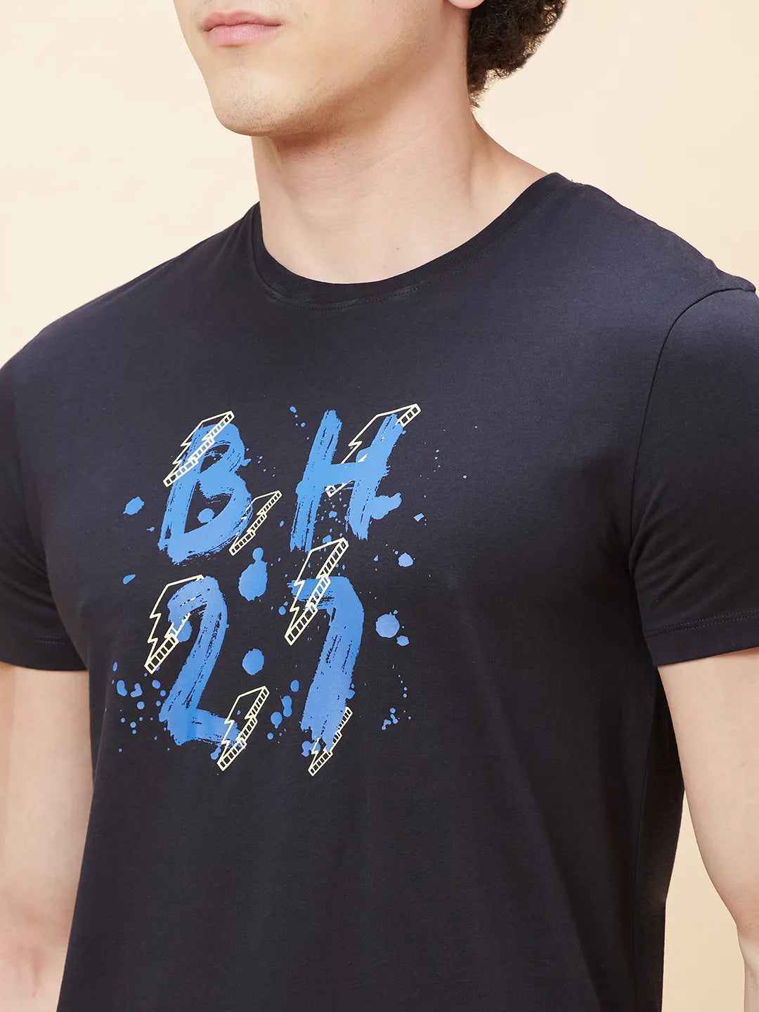 Black Regular Fit Men's Short Sleeves T-Shirt by Being Human Clothing