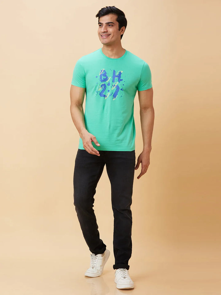 Green Regular Fit Men's Short Sleeves T-Shirt by Being Human Clothing