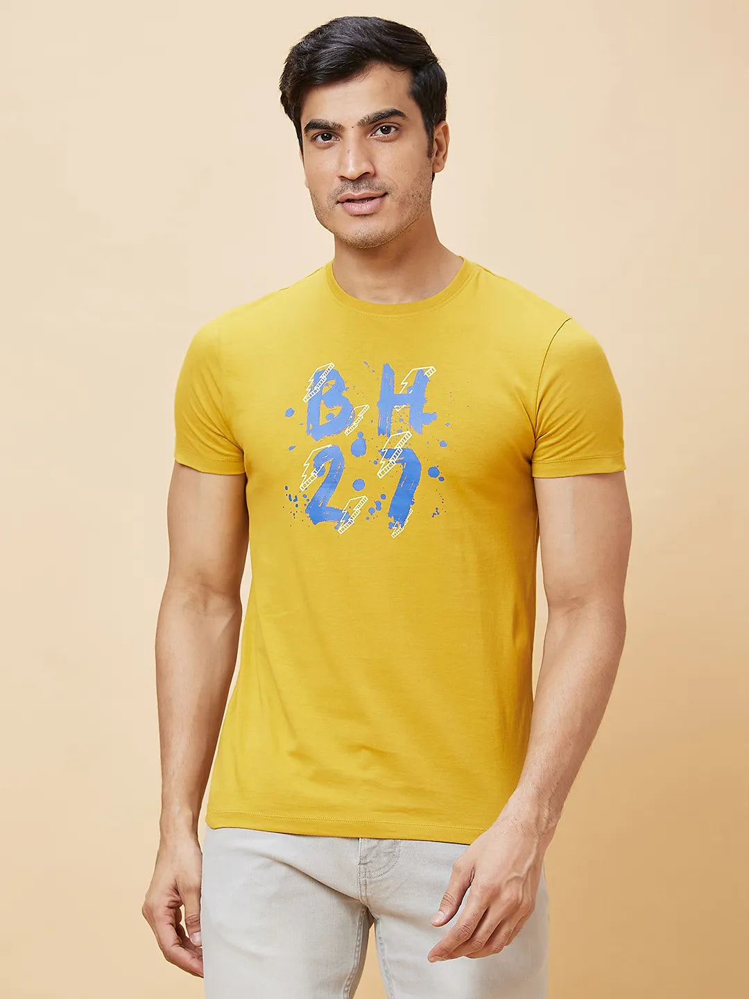 Being Human Clothing Men  T-Shirts-Mustard