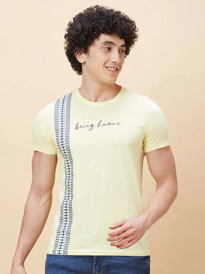 Yellow Regular Fit Men's Short Sleeves T-Shirt by Being Human Clothing