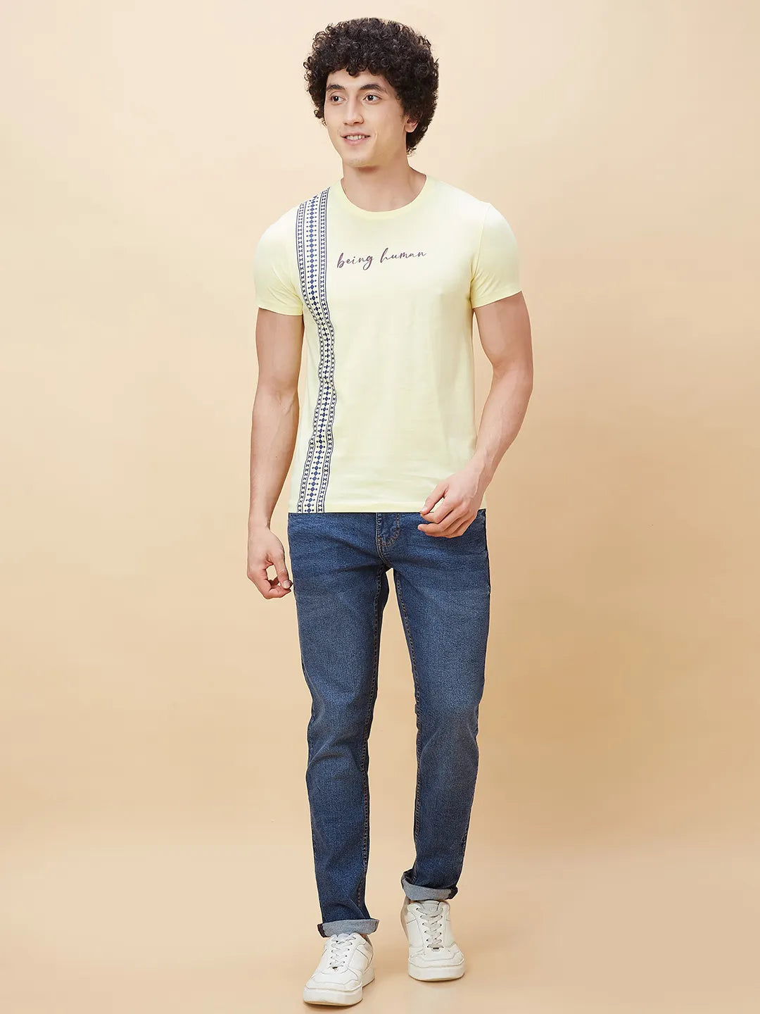 Yellow Regular Fit Men's Short Sleeves T-Shirt by Being Human Clothing