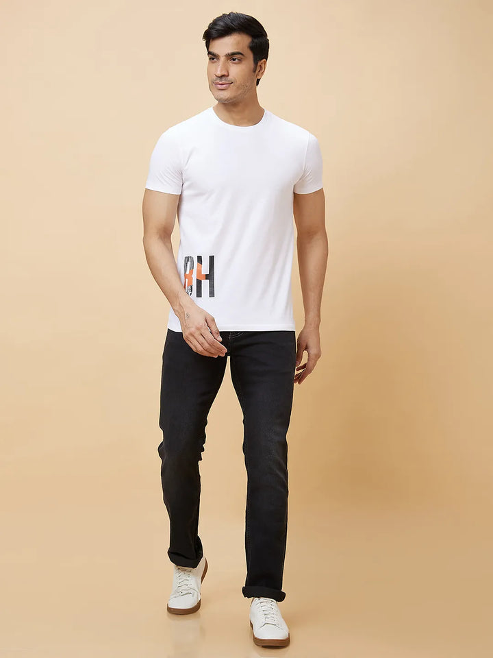 White Regular Fit Men's Short Sleeves T-Shirt by Being Human Clothing