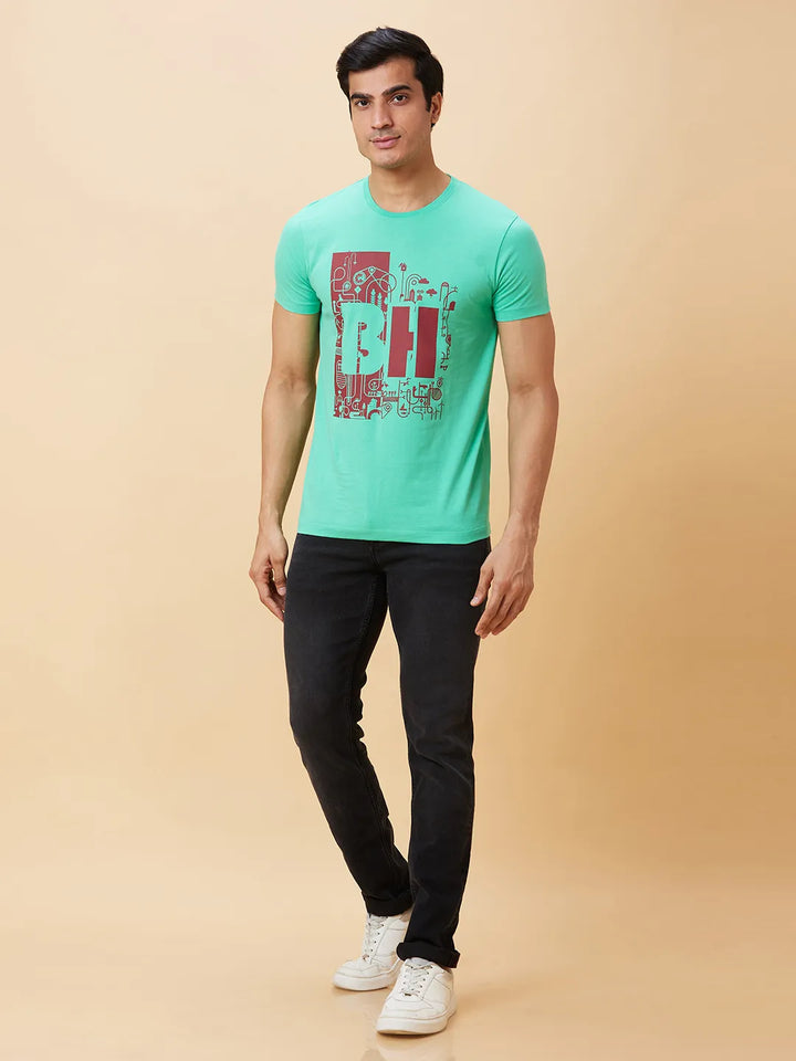 Green Regular Fit Men's Short Sleeves T-Shirt by Being Human Clothing