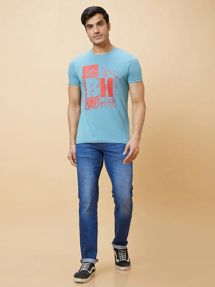 Blue Regular Fit Men's Short Sleeves T-Shirt by Being Human Clothing