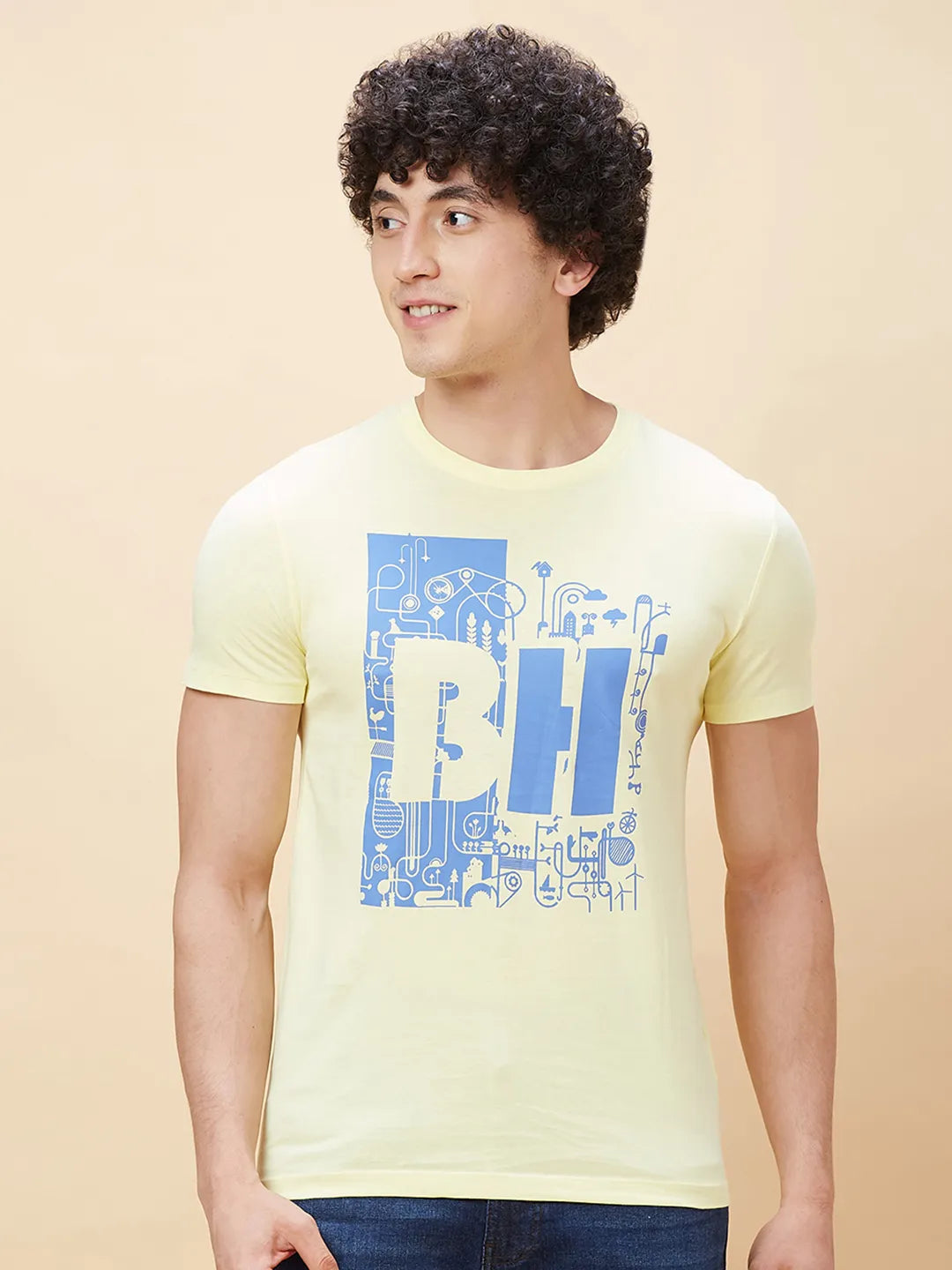 Yellow Regular Fit Men's Short Sleeves T-Shirt by Being Human Clothing