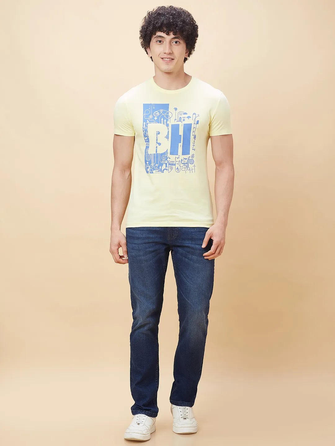 Yellow Regular Fit Men's Short Sleeves T-Shirt by Being Human Clothing